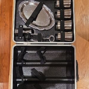 Silver Barware Set in Black Case